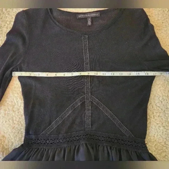 White House Black Market Black Bell Sleeve Peplum Top, size xs - Picture 7 of 11